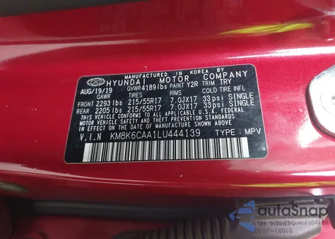 2020 Hyundai Kona Sel Plus из США, поврежденный, VIN KM8K6CAA1LU444139